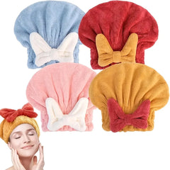 Tubi SilkaDry™ Microfiber Hair Wrap – Quick-Dry Turban Towel with Bow Knot & Elastic Band – Ultra Absorbent Cap for Women, Spa, Bath & Travel