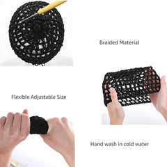 Tubi CozyKnit Hair Net Caps – 3-Pack Breathable & Stretchy Nightcaps for Women & Men – Soft Hand-Crocheted Mesh Snood for Sleeping, Hair Protection