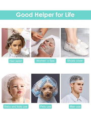 Tubi 100PCS Disposable Shower Caps - Large, Thick, and Waterproof Hair Caps for Women