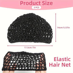 Tubi Breathable Mesh Sleeping Cap – 1-3 Pack Black Hair Net for Night, Protective Bonnet for Natural Hair – Lightweight & Stretchy (Daily Use)