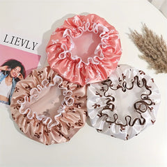 Tubi AquaSilk Double Layer Waterproof Shower Cap – Stylish Printed Reusable Bath Bonnet with Snug Elastic Band for Spa, Home & Salon 1Pc