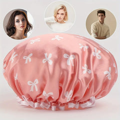 Tubi AquaSilk Double Layer Waterproof Shower Cap – Stylish Printed Reusable Bath Bonnet with Snug Elastic Band for Spa, Home & Salon 1Pc