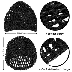 Tubi 2 Pieces – Breathable Rayon Crochet Hair Nets – Soft Sleep Caps & Snood Head Cover for Women