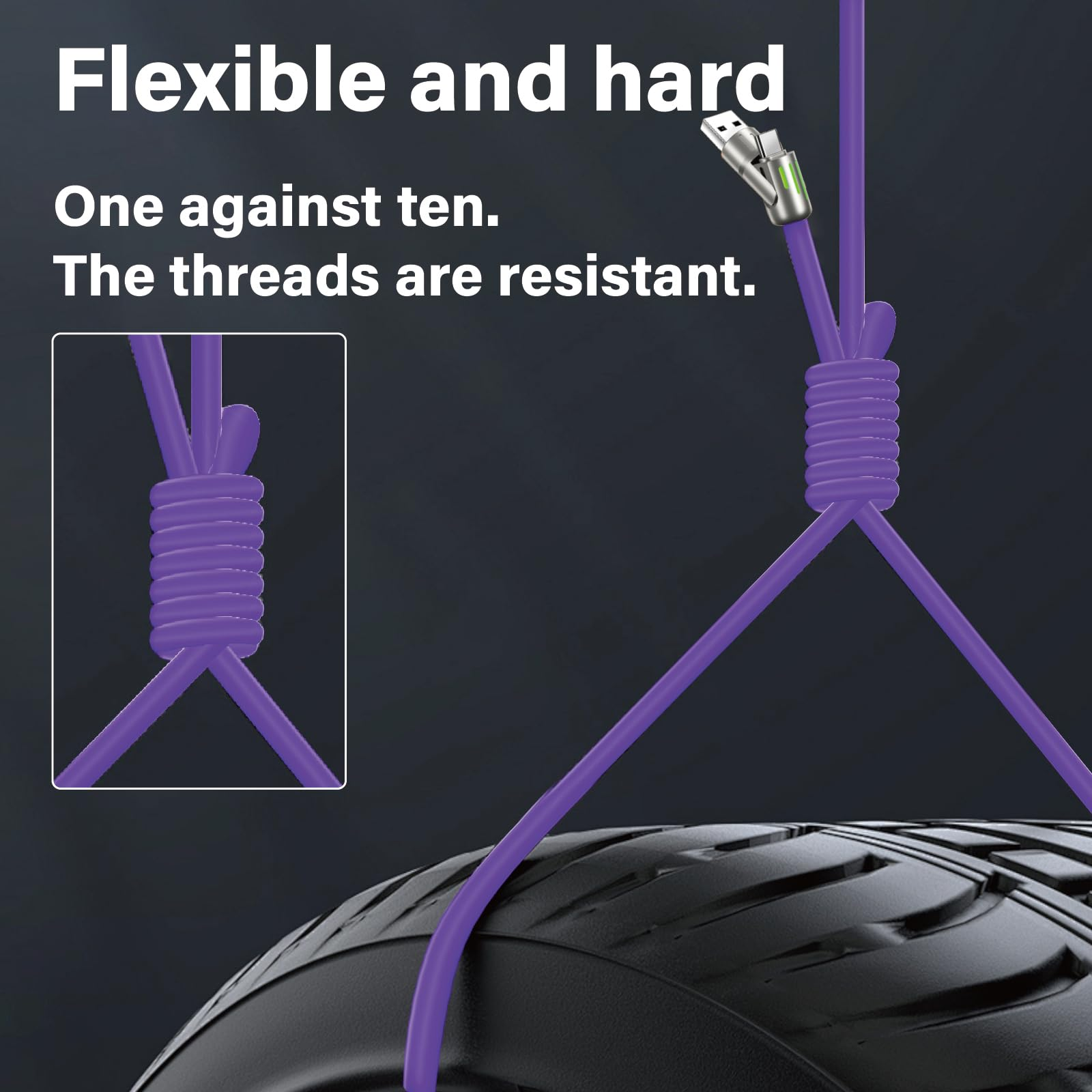 LuminX™ 4-in-1 Universal Cable 240W Fast Charging + Data Sync Premium Silicone Compatible with iPhone, Samsung, Laptop – 4FT