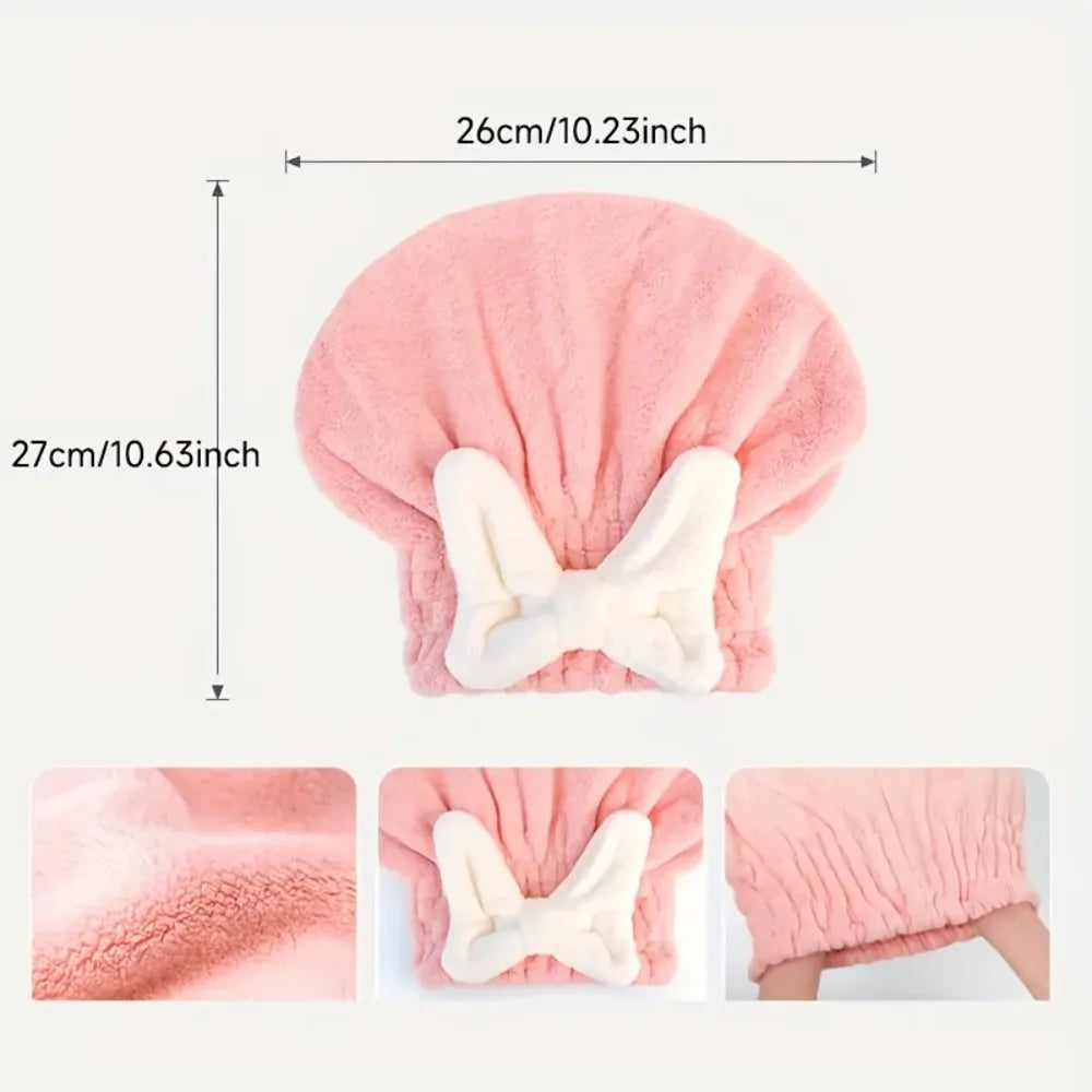 Tubi SilkaDry™ Microfiber Hair Wrap – Quick-Dry Turban Towel with Bow Knot & Elastic Band – Ultra Absorbent Cap for Women, Spa, Bath & Travel