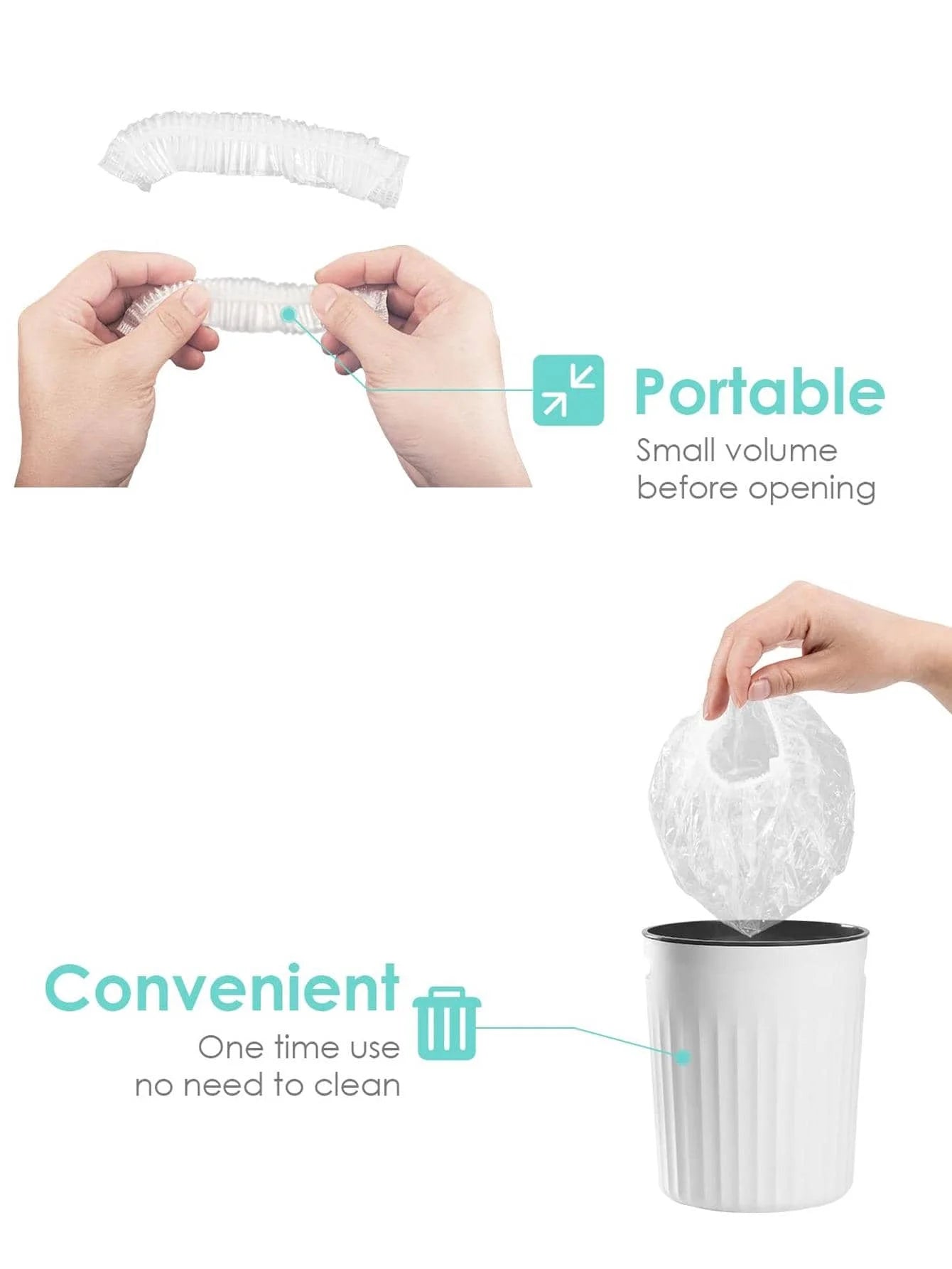 Tubi 100PCS Disposable Shower Caps - Large, Thick, and Waterproof Hair Caps for Women