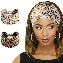 Fashionable Leopard Print Yoga Headband for Women Wide Knot Absorbent Sports Turban for Fitness and Hair Accessories