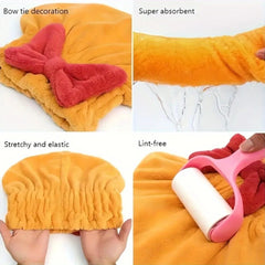 Tubi SilkaDry™ Microfiber Hair Wrap – Quick-Dry Turban Towel with Bow Knot & Elastic Band – Ultra Absorbent Cap for Women, Spa, Bath & Travel