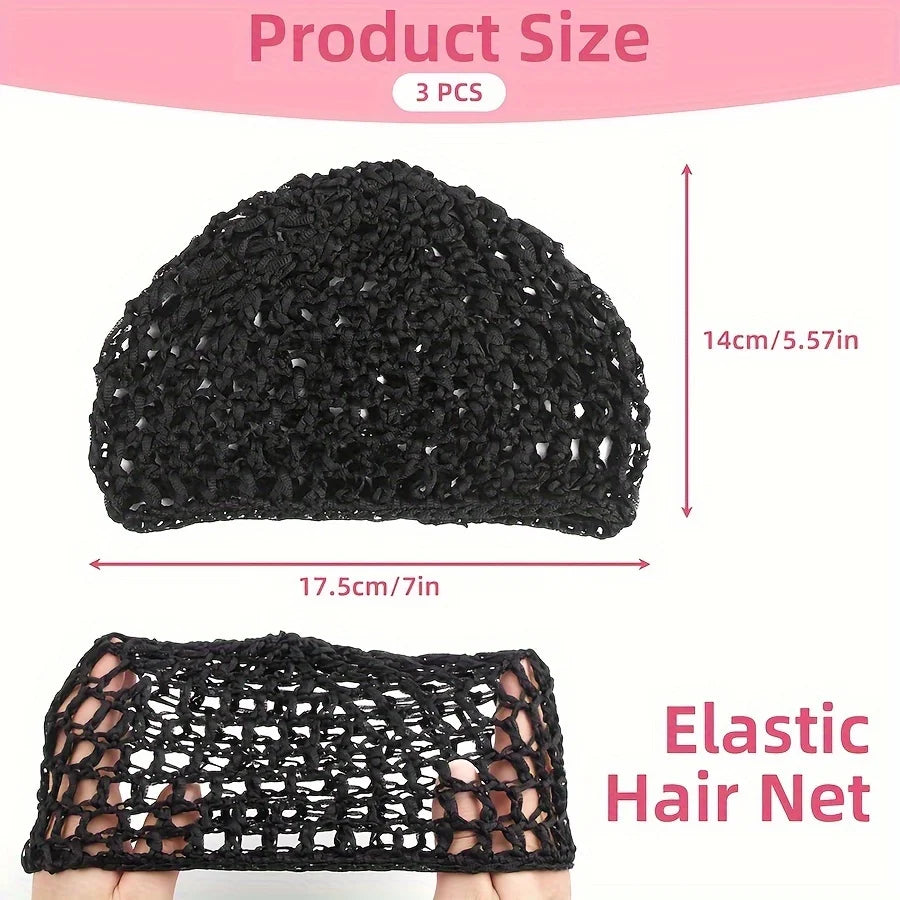 Tubi Breathable Mesh Sleeping Cap – 1-3 Pack Black Hair Net for Night, Protective Bonnet for Natural Hair – Lightweight & Stretchy (Daily Use)