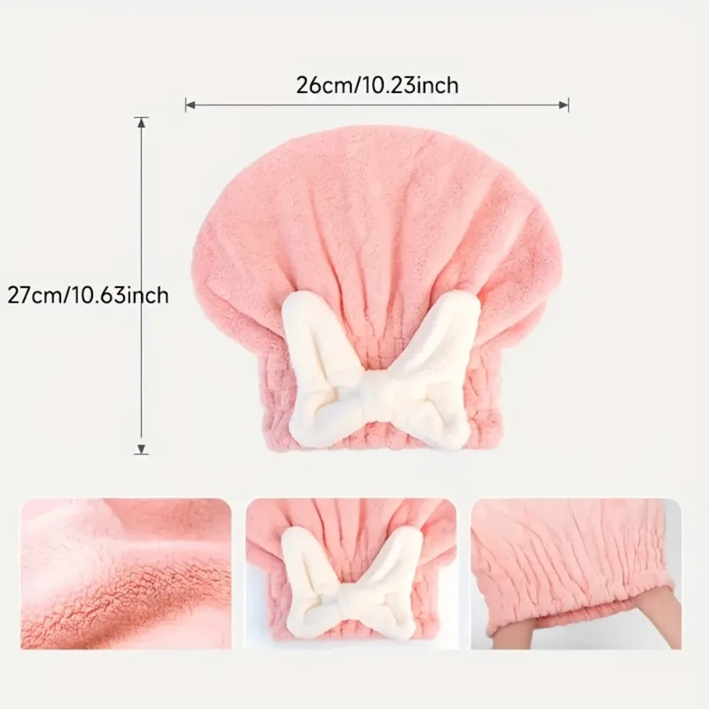 Tubi SilkaDry™ Microfiber Hair Wrap – Quick-Dry Turban Towel with Bow Knot & Elastic Band – Ultra Absorbent Cap for Women, Spa, Bath & Travel