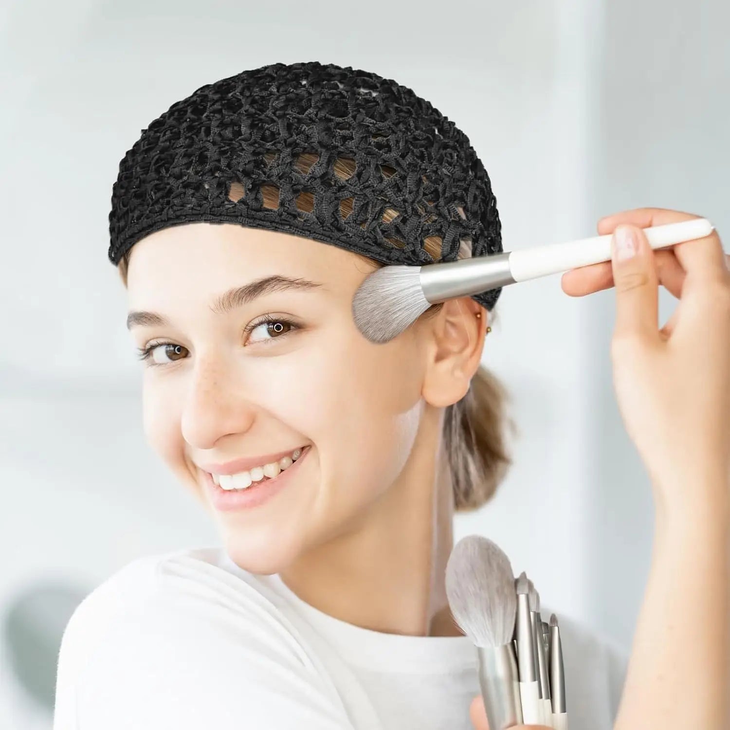 Tubi CozyKnit Hair Net Caps – 3-Pack Breathable & Stretchy Nightcaps for Women & Men – Soft Hand-Crocheted Mesh Snood for Sleeping, Hair Protection