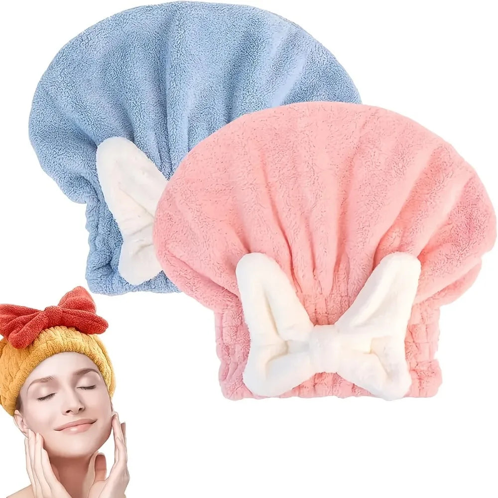 Tubi SilkaDry™ Microfiber Hair Wrap – Quick-Dry Turban Towel with Bow Knot & Elastic Band – Ultra Absorbent Cap for Women, Spa, Bath & Travel