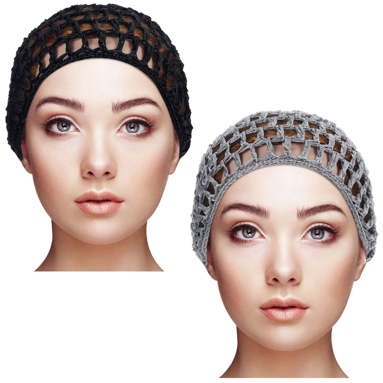 Tubi  2 Pieces  – Breathable Rayon Crochet Hair Nets – Soft Sleep Caps & Snood Head Cover for Women